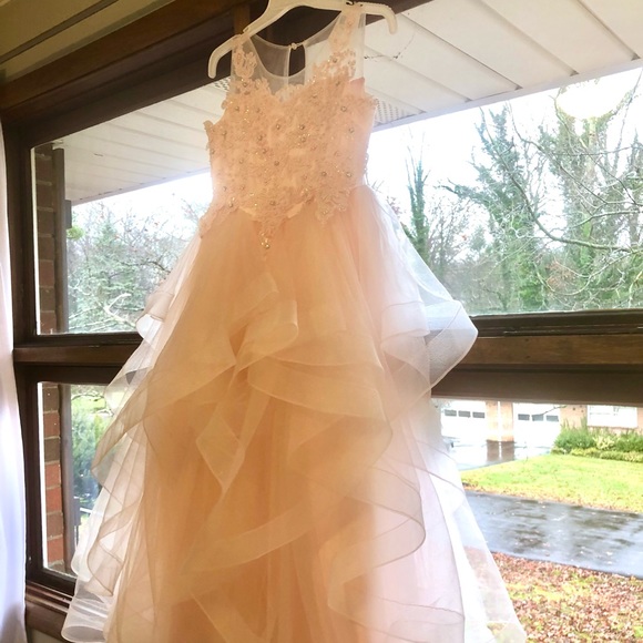 Tip Top Kids Other - Tip Top Kids girls size 10 blush pink formal gown style 7018.